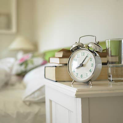 clock beside bed