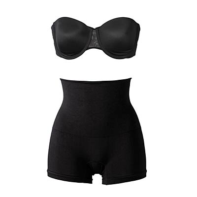 Off-the-shoulder (or strapless) little black dress shape up off shoulder
