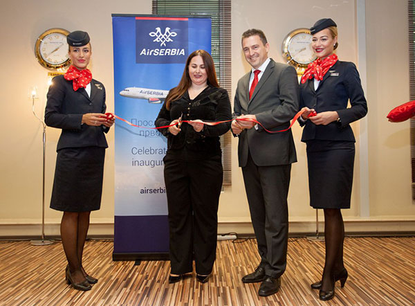 Mr. Slobodan Stamenković, Executive Director commercial operations Air Serbia and Mrs Suela Keri, Chief Finance Officer of Tirana International Airport "Mother Teresa"